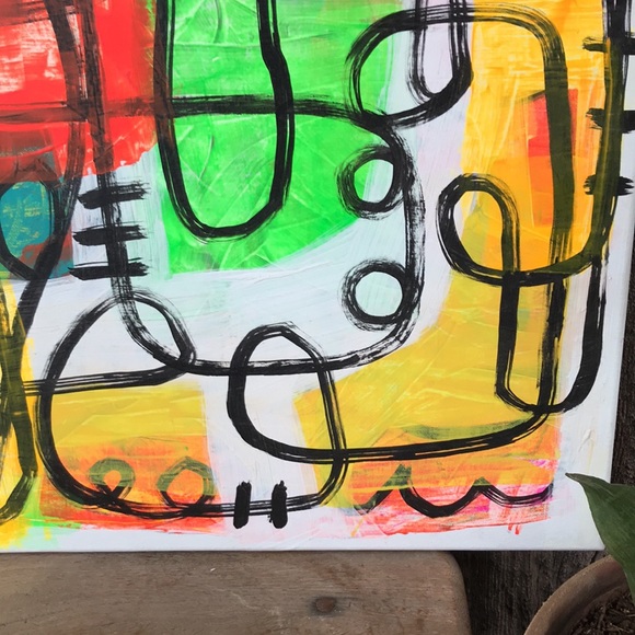 Bright and Colorful Abstract Original Painting, 16"x20" - Picture 8 of 9